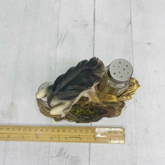 DWK 2010 Animal Gray Black Horse Resin Holder w Salt And Pepper Shaker Set 3 - Picture 9 of 15